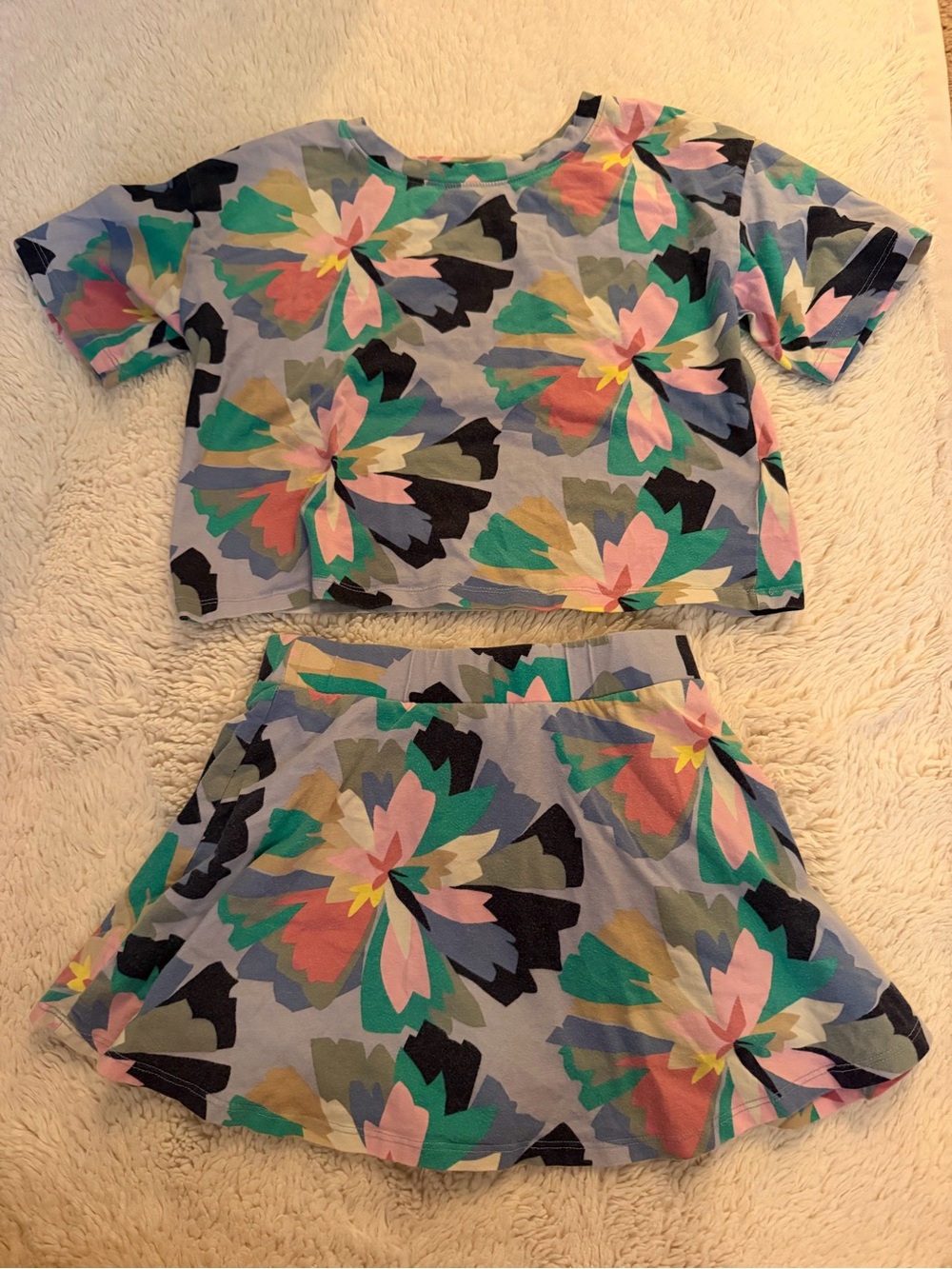 GAP Girls Floral Two-Piece Skirt Set - Light Blue, Pink, Green